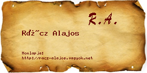 Rácz Alajos névjegykártya